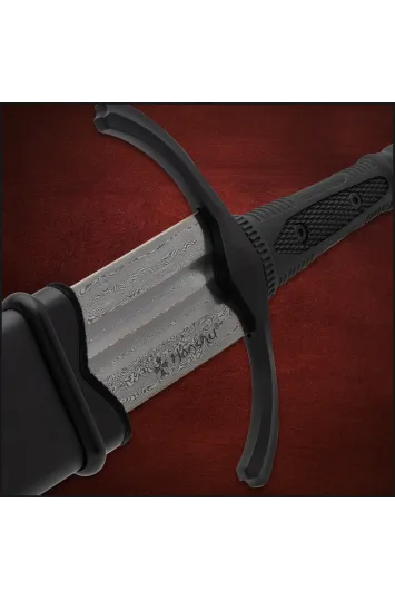 Honshu vienarankis platusis kalavijas, pagamintas iš Damasko plieno