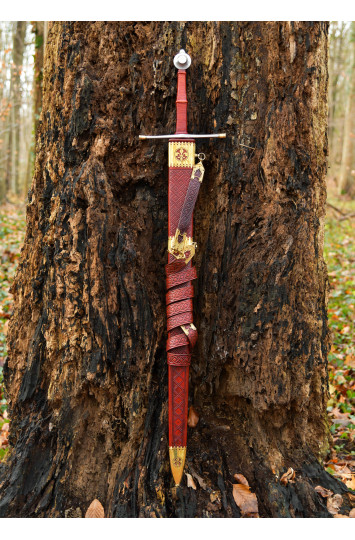 Viduramžių vokiečių ilgasis kalavijas „Passau Wolf“ su makštimis, XIV a.