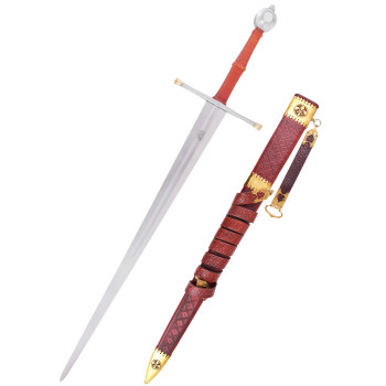 Viduramžių vokiečių ilgasis kalavijas „Passau Wolf“ su makštimis, XIV a.