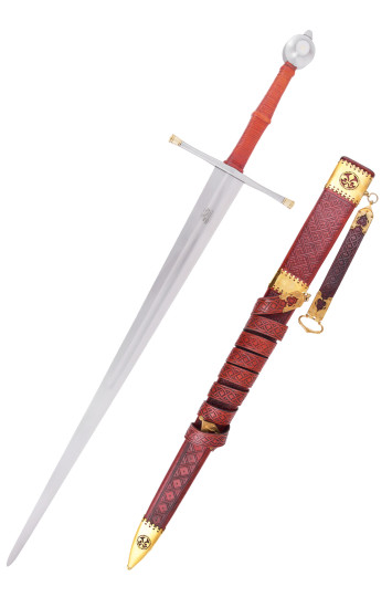 Viduramžių vokiečių ilgasis kalavijas „Passau Wolf“ su makštimis, XIV a.