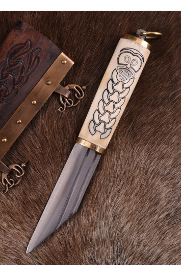 Istorinis vikingų peilis Small Seax su skandinaviškais motyvais