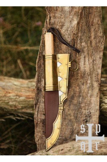 Mažas vikingų peilis, Damasko plieno geležtė, medžio/kaulo rankena su Torslundos motyvu