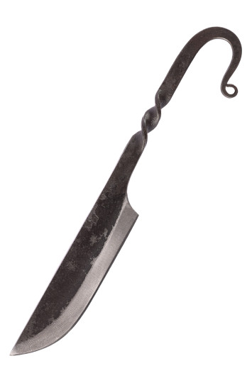 Rankomis kaltas viduramžių peilis su dėklu