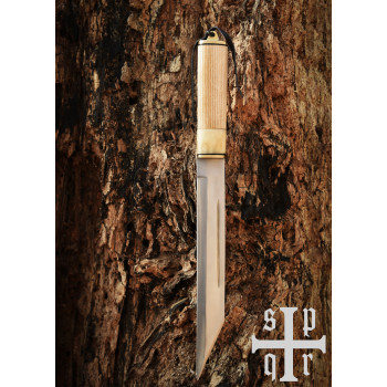 „Scramasax“, „Seax“ su anglinio plieno ašmenimis, medinė/kaulinė rankena