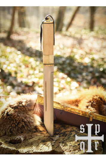 „Scramasax“, „Seax“ su anglinio plieno ašmenimis, medinė/kaulinė rankena