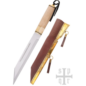 „Scramasax“, „Seax“ su anglinio plieno ašmenimis, medinė/kaulinė rankena