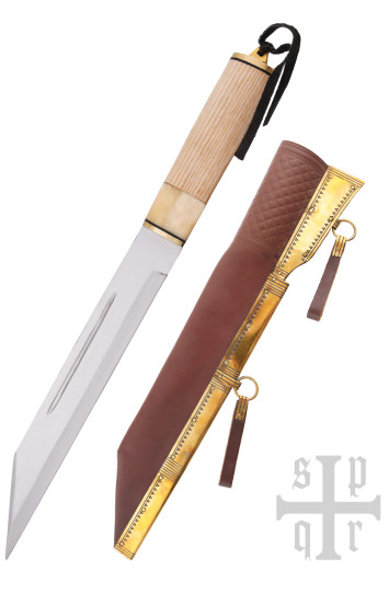 „Scramasax“, „Seax“ su anglinio plieno ašmenimis, medinė/kaulinė rankena