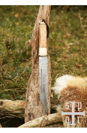 Scramasax, Seax su Damasko plieno ašmenimis, medinė/kaulinė rankena