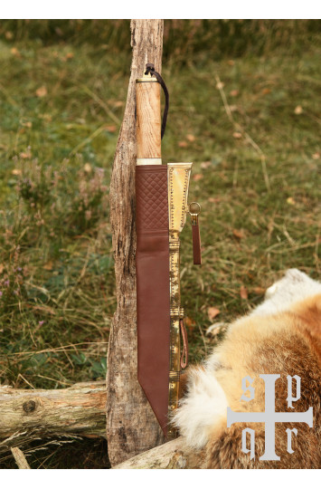 Scramasax, Seax su Damasko plieno ašmenimis, medinė/kaulinė rankena