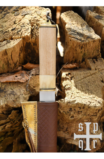 „Scramasax“, „Seax“ su anglinio plieno ašmenimis, medinė/kaulinė rankena