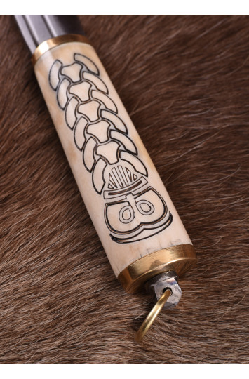 Istorinis vikingų peilis Small Seax su skandinaviškais motyvais