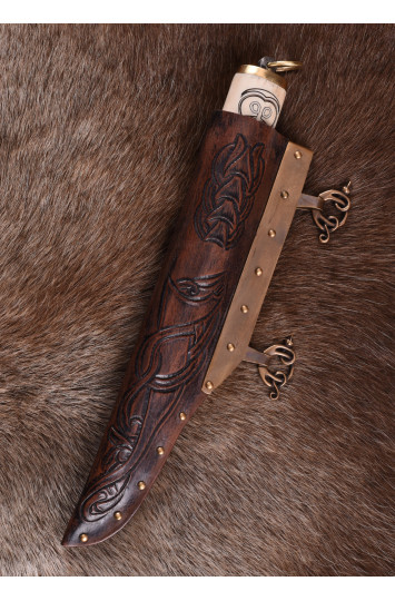 Istorinis vikingų peilis Small Seax su skandinaviškais motyvais