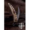 Vikingų sulankstomas peilis su Damasko plieno ašmenimis, kaulo rankena