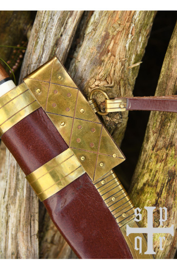 Vikingų peilis, Damasko plieno geležtė ir medinė/kaulinė rankena