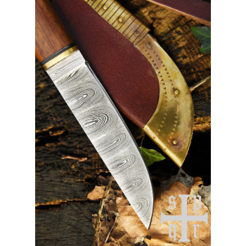 Vikingų peilis, Damasko plieno geležtė ir medinė rankena