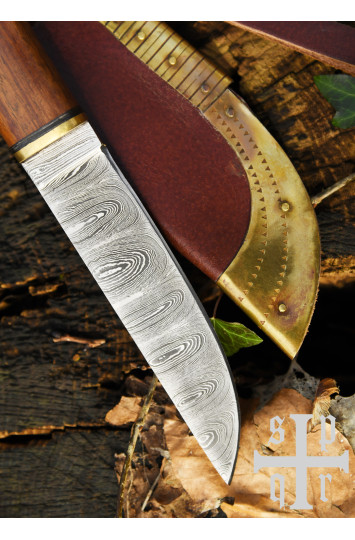 Vikingų peilis, Damasko plieno geležtė ir medinė rankena