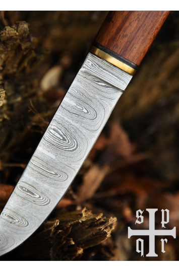 Vikingų peilis, Damasko plieno geležtė ir medinė rankena