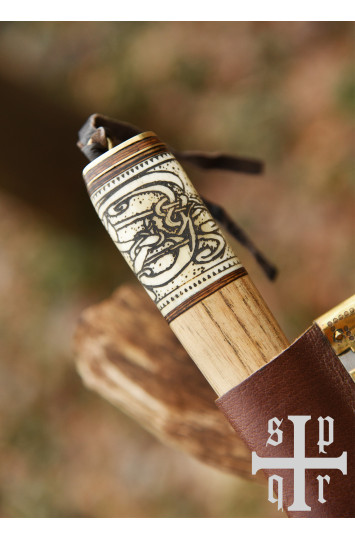 Vikingų peilis, Damasko plienas, medinė/kaulinė rankena su Knot raštu