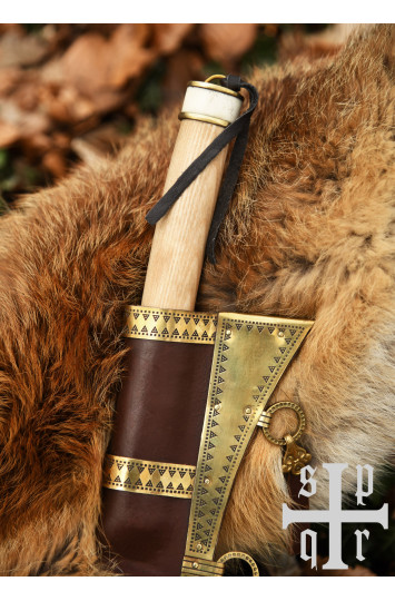 Vikingų ilgasis Saksas Damascus su medžio/kaulo rankena