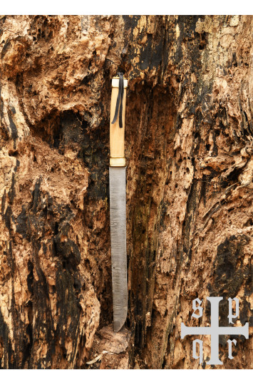 Vikingų ilgasis Saksas Damascus su medžio/kaulo rankena