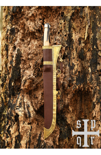 Vikingų ilgasis Saksas Damascus su medžio/kaulo rankena