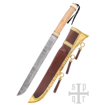 Vikingų ilgasis Saksas Damascus su medžio/kaulo rankena