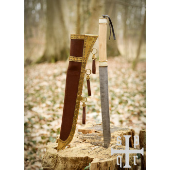 Vikingų ilgasis Saksas Damascus su medžio/kaulo rankena