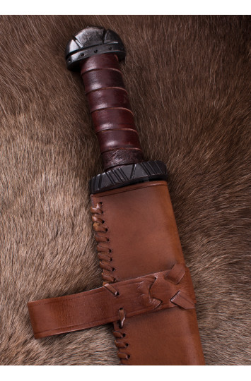 Vikingų ilgasis Saksas su odine rankena