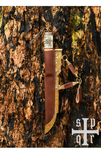 Vikingų peilis, Damasko plienas, medinė/kaulinė rankena su Knot raštu