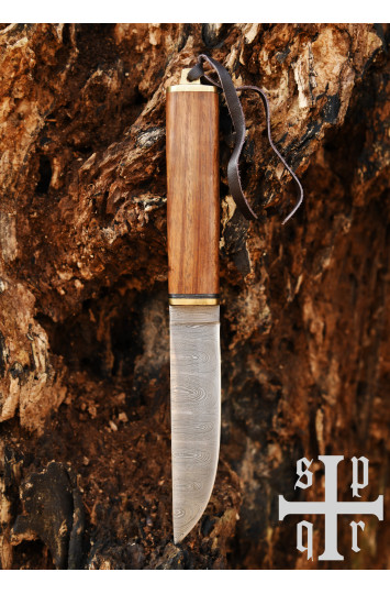 Vikingų peilis, Damasko plieno geležtė ir medinė rankena