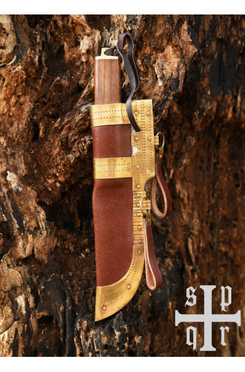 Vikingų peilis, Damasko plieno geležtė ir medinė rankena