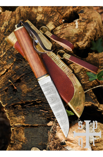 Vikingų peilis, Damasko plieno geležtė ir medinė rankena