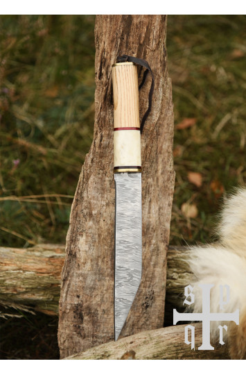 Vikingų peilis, su Damasko plieno geležte