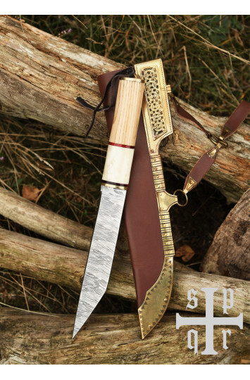 Vikingų peilis, su Damasko plieno geležte
