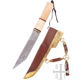 Vikingų peilis, su Damasko plieno geležte