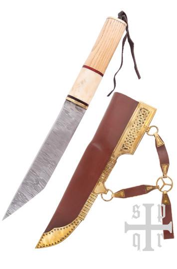 Vikingų peilis, su Damasko plieno geležte