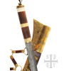 Vikingų „Seax“ ilgas sakso peilis, Damasko plienas, medinė/kaulinė rankena