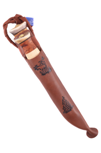 Peilis Doubleknife Kaksoispuukko sarvihatulla, Wood-Jewel 