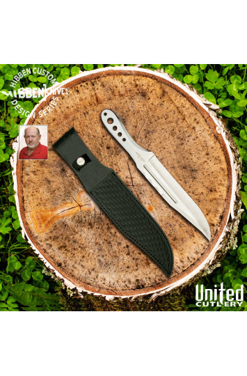 Mėtomas peilis Gil Hibben III su juodu dėklu