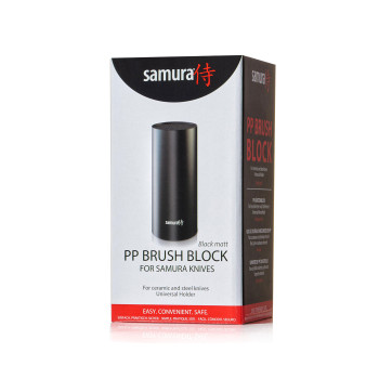 KBF-101 peilių blokas juodas, matinis, apvalus, 225 mm PP su minkšta danga, 11x11x22,5 cm