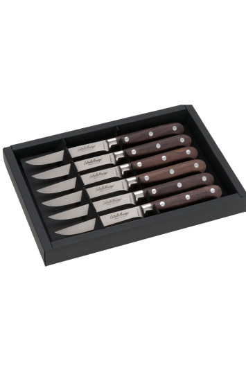 Peilių rinkinys kepsniams iš Pau Santo medienos (6 dalys)