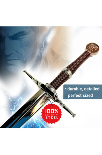 Raganius - Geralto iš Rivijos plieninis kardas, laiškų atidarymo kardas su stovu 21,6 cm