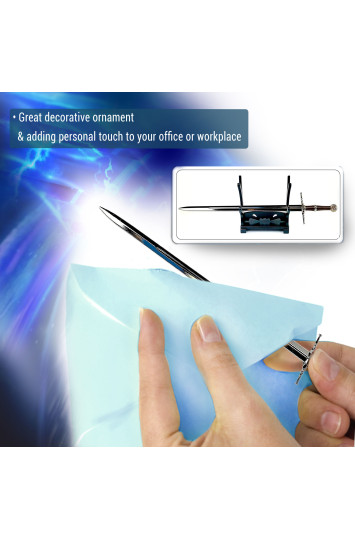 Raganius - Geralto iš Rivijos plieninis kardas, laiškų atidarymo kardas su stovu 21,6 cm